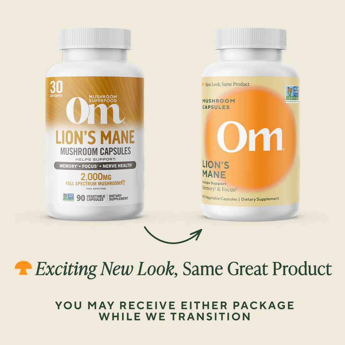 Om Mushroom Superfood - Lion’s Mane Mushroom Capsules - 180ct - 60 Servings image 3