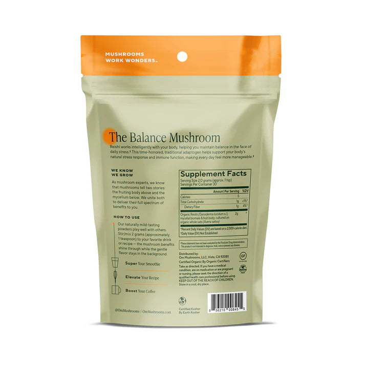 Om Mushroom Superfood - Reishi Organic Mushroom Powder - 60g - 30 Servings image 4