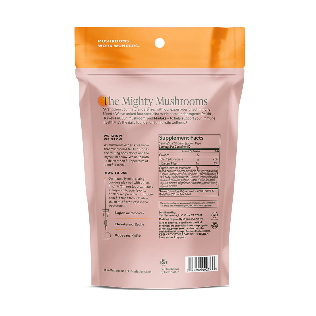 Om Mushroom Superfood - Immune Blend Organic Mushroom Powder - 200g - 100 Servings image 1