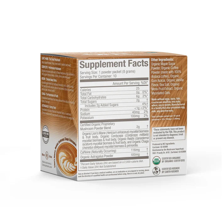 Om Mushroom Superfood - Mushroom Coffee Latte Blend - 80g - 10 Servings image 1
