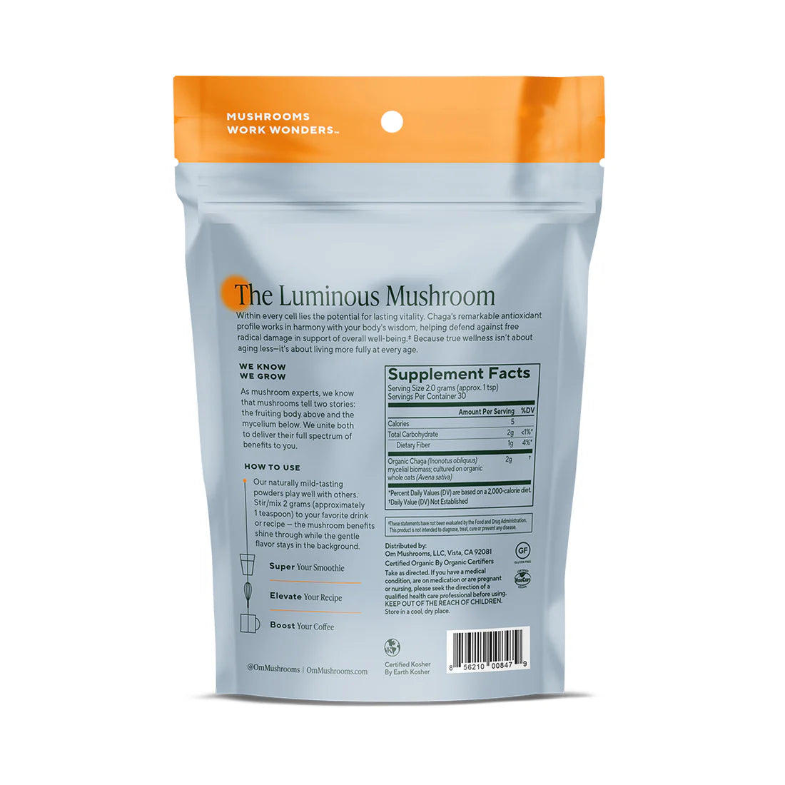 Om Mushroom Superfood - Chaga Organic Mushroom Powder - 100g - 50 Servings image 1