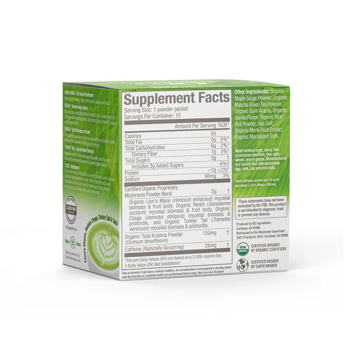 Om Mushroom Superfood - Mushroom Matcha Latte Blend - 80g - 10 Servings image 1