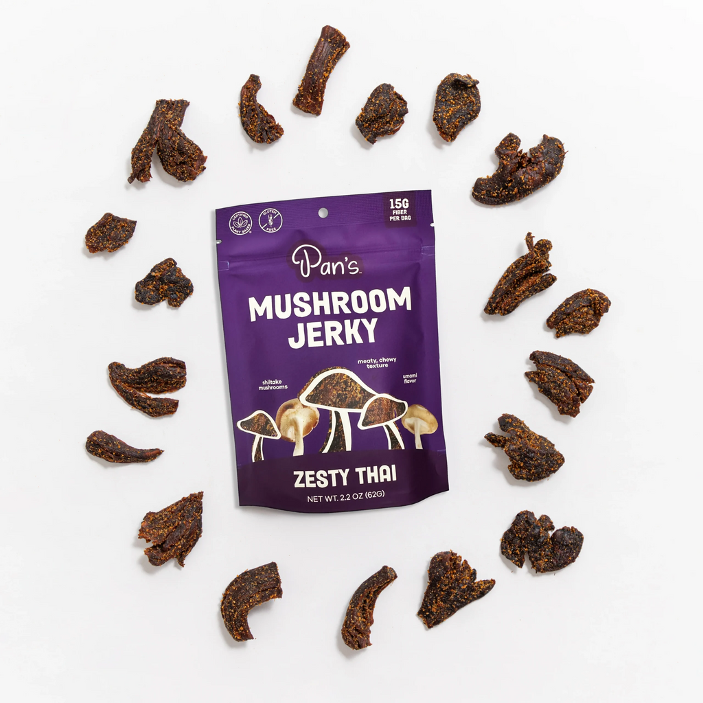 Pan's Mushroom Jerky - Zesty Thai Mushroom Jerky - Shiitake - 62g - 2 Servings image 2