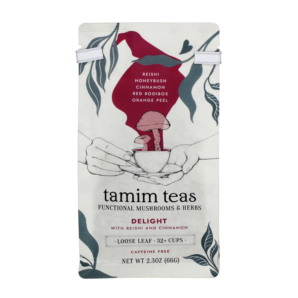Tamim Teas - Reishi Delight Mushroom Tea (Caffeine-Free) - Reishi + Cinnamon + Orange - 65g - 32 Servings image 0