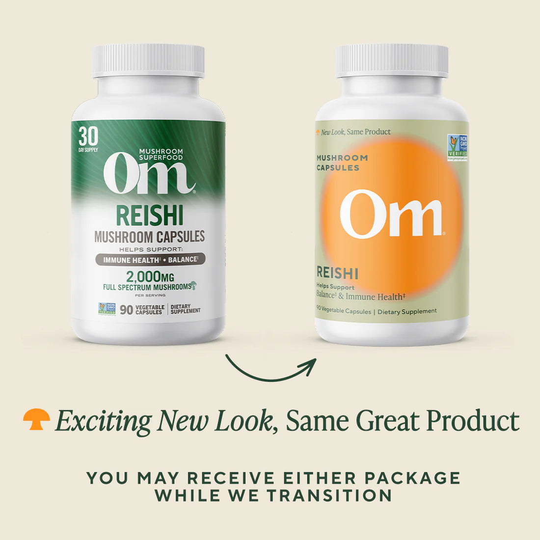 Om Mushroom Superfood - Reishi Mushroom Capsules - 90ct - 30 Servings image 2