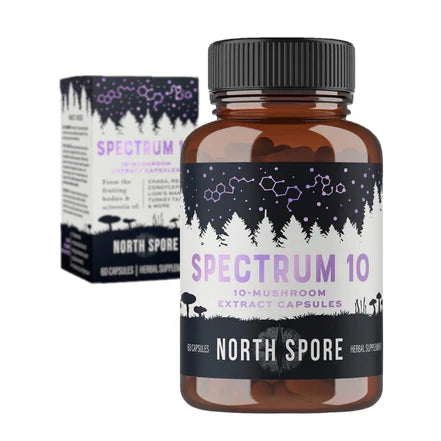 North Spore - Spectrum 10 Organic Multi-Mushroom Extract Capsules - 60ct - 60 Servings image 0