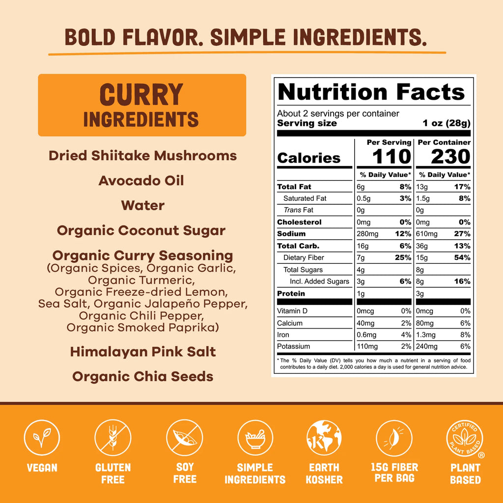 Pan's Mushroom Jerky - Curry Mushroom Jerky - Shiitake - 62g - 2 Servings image 3
