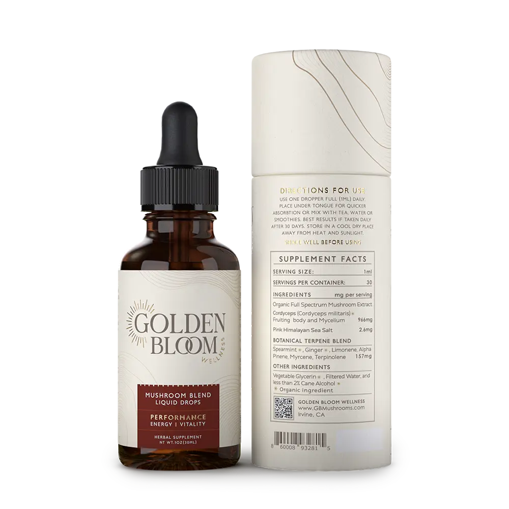 Golden Bloom Wellness - Performance Cordyceps Mushroom Tincture - 30mL - 30 Servings image 1